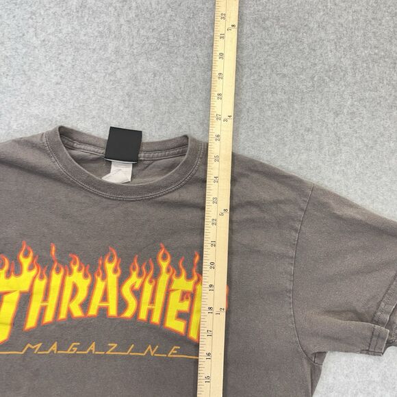 Thrasher Magazine Shirt Men's Medium M Grey Y2K Vintage Skate Flames Fade - Picture 8 of 8